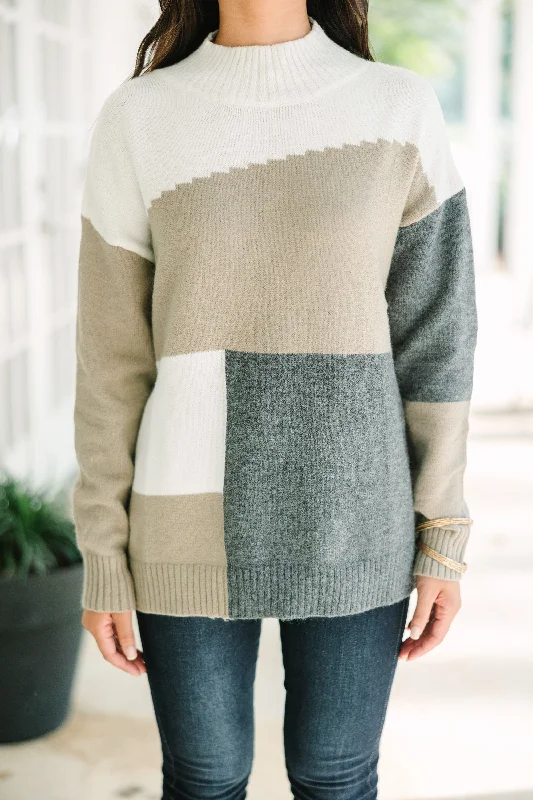 The Wait Is Over Charcoal Gray Colorblock Sweater