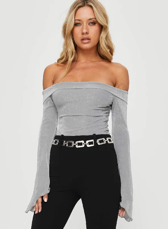 Tullo Off The Shoulder Bodysuit Grey