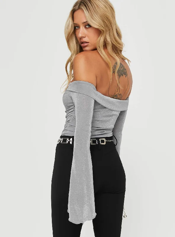 Tullo Off The Shoulder Bodysuit Grey