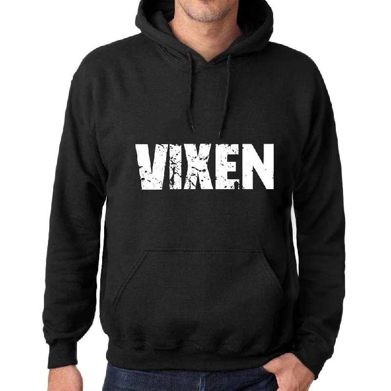 Men's Women's Unisex Printed Graphic Cotton Hoodie Soft Heavyweight Hooded Sweatshirt Pullover Popular Words VIXEN Deep Black