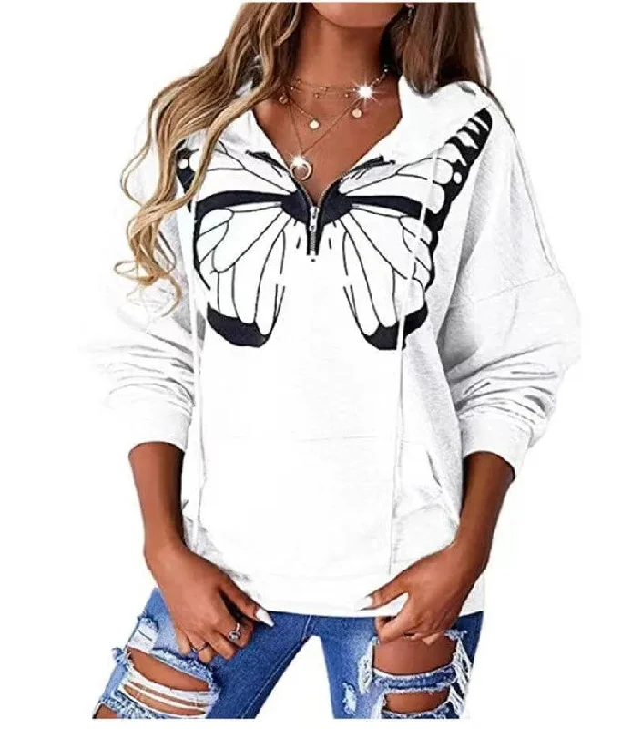 Women's Fashion Patchwork Print Hooded Loose Sweatshirt