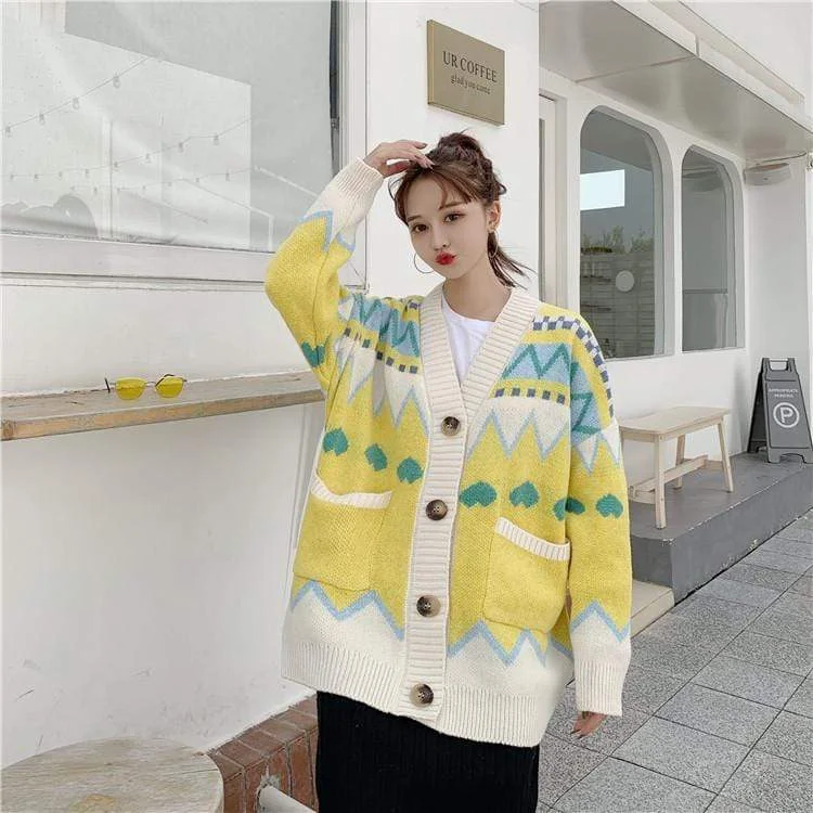 Women's Korean Fashion Kintted Cardigans With Pocket