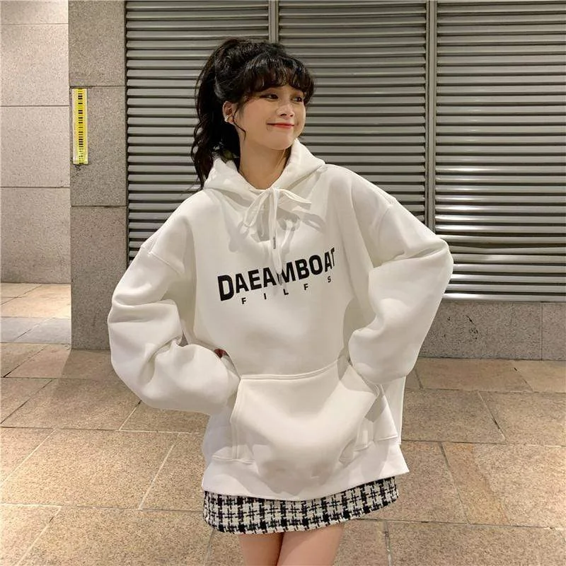 Women's Kawaii Letter Printed Loose Hoodies