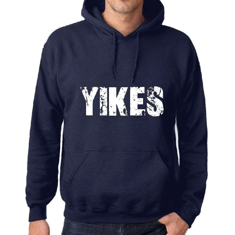 Unisex Printed Graphic Cotton Hoodie Popular Words YIKES French Navy