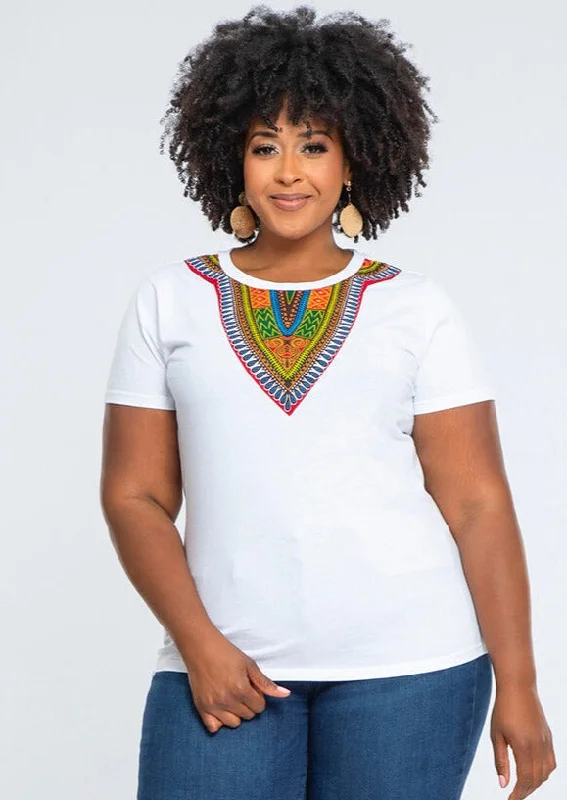 Amara Women's Dashiki T-Shirt (White)