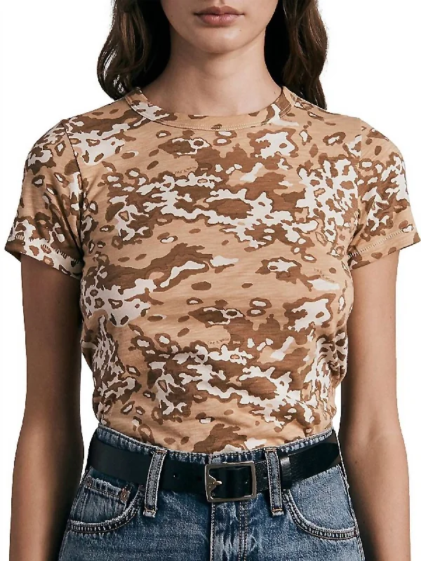 Camo Baby Tee In Beige Multi