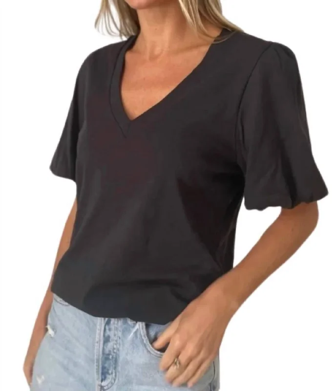 Dakota Bubble Sleeve Tee In Black