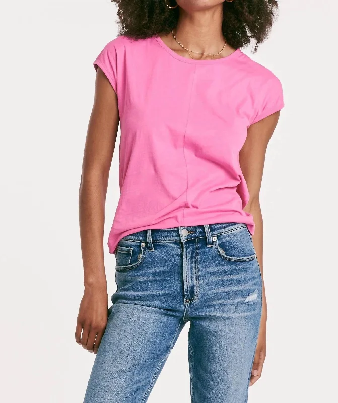 Lacey Jersey Dolman Sleeve Top In Pink Tuberose