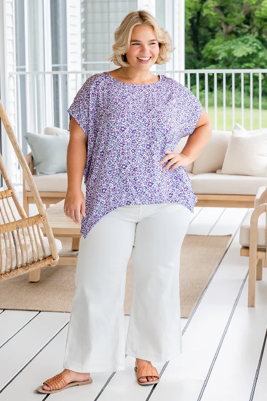 Naomi Top Purple Ditsy