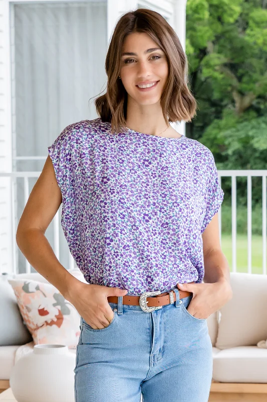 Naomi Top Purple Ditsy