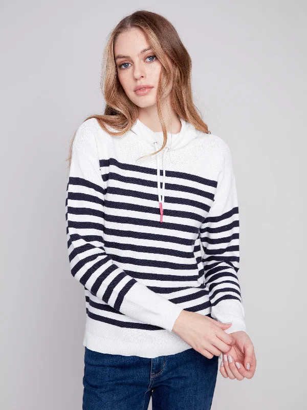 Ottoman Cotton Funnel Neck Sweater - Nautical