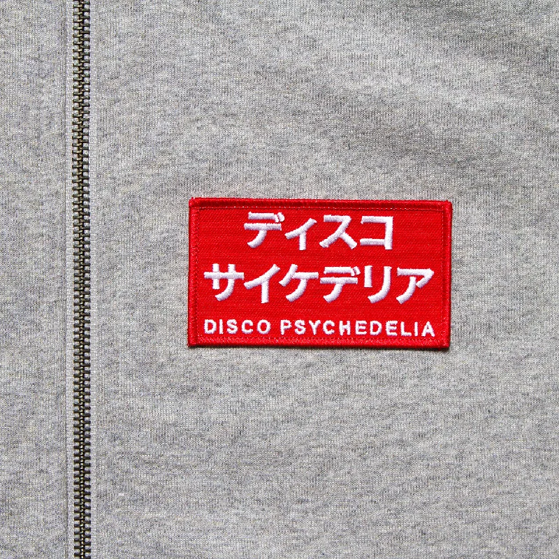 Red Disco Psychedelia Crest - Zipped Hood - Grey