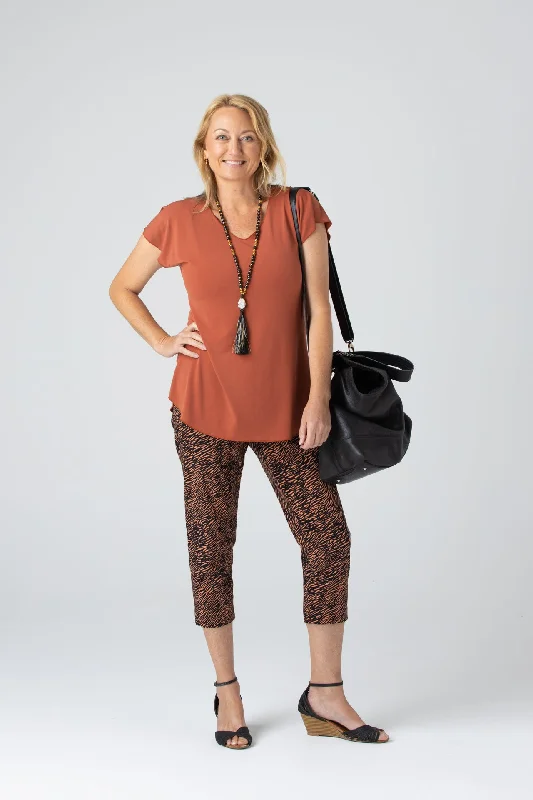 Rust Microfibre Jersey Short Sleeve Top