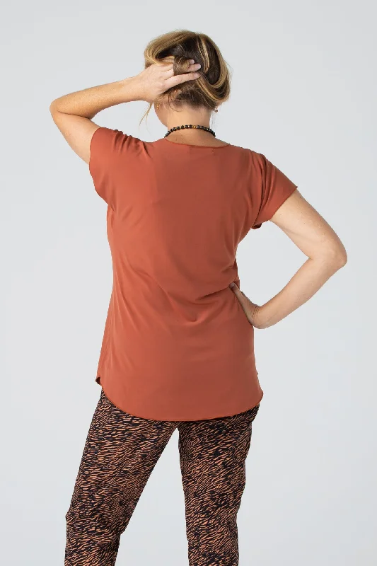 Rust Microfibre Jersey Short Sleeve Top