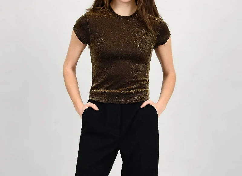 Shimmer Short Sleeve Shirt In Copper Black