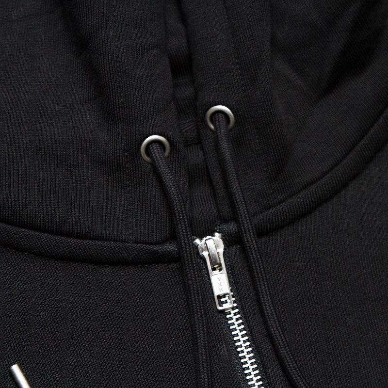 Smiley Crest - Zipped Hood - Black