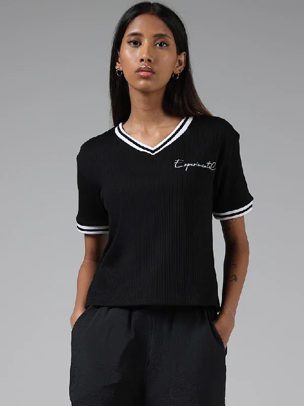 Studiofit Black Striped T-Shirt