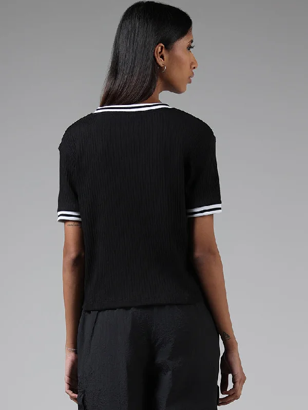 Studiofit Black Striped T-Shirt