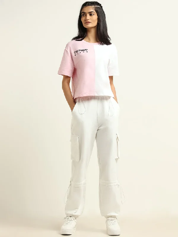 Studiofit Pink Printed Cotton T-Shirt