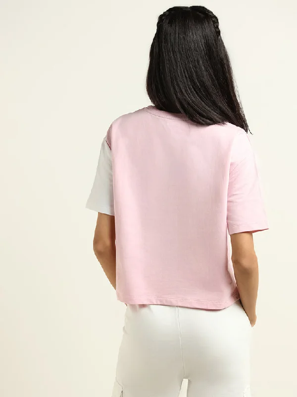 Studiofit Pink Printed Cotton T-Shirt