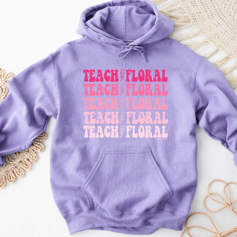 Teach Floral Lightning Bolt Pink Hoodie (S-3XL) Unisex - Multiple Colors!