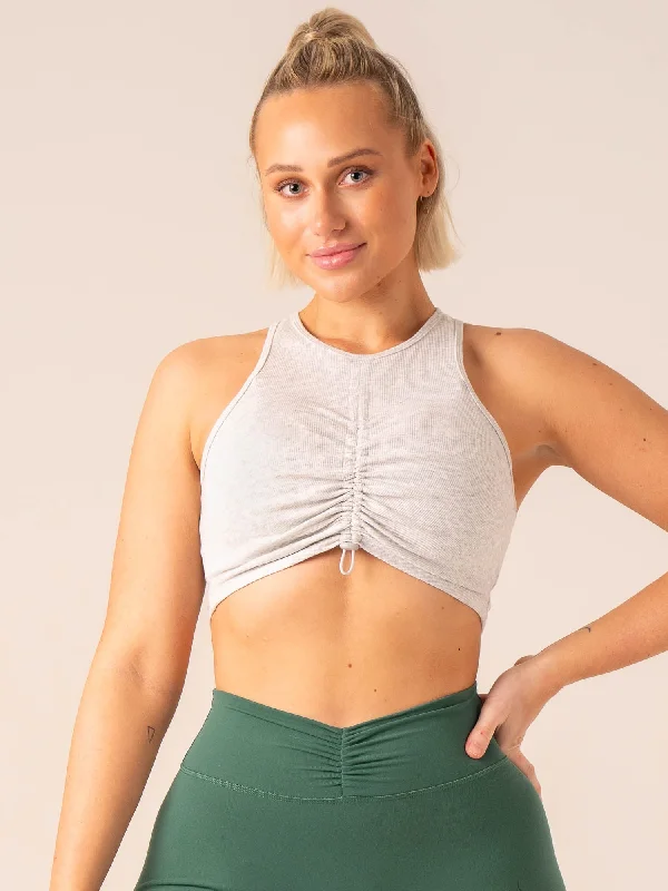 Tempo Rib Tank - Snow Grey Marl