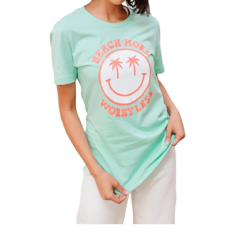 Worry Less T-Shirt In Mint Green